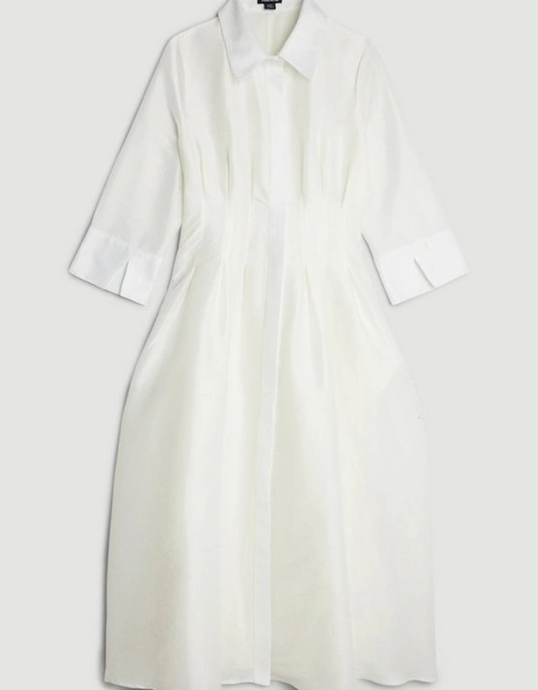 Lydia Millen Petite Tailored Taffeta Darted Waist Midi Dress