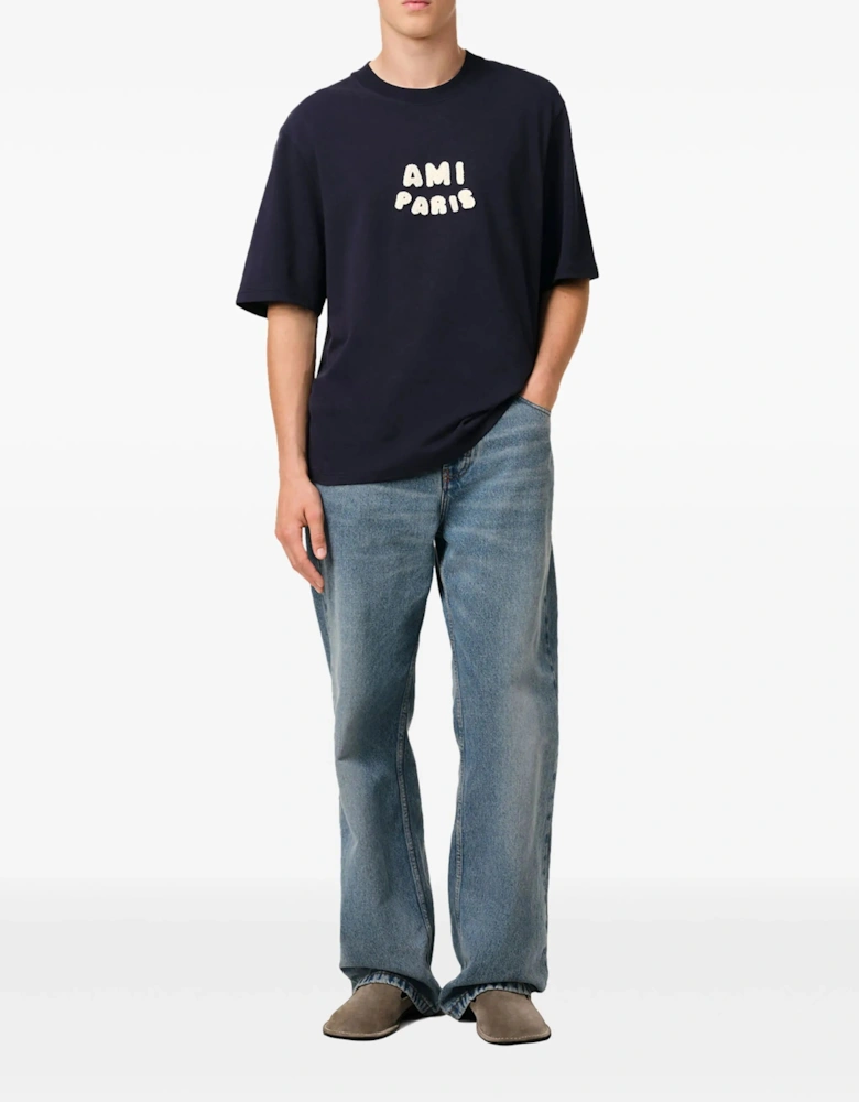 Embroidered Logo T-Shirt in Navy