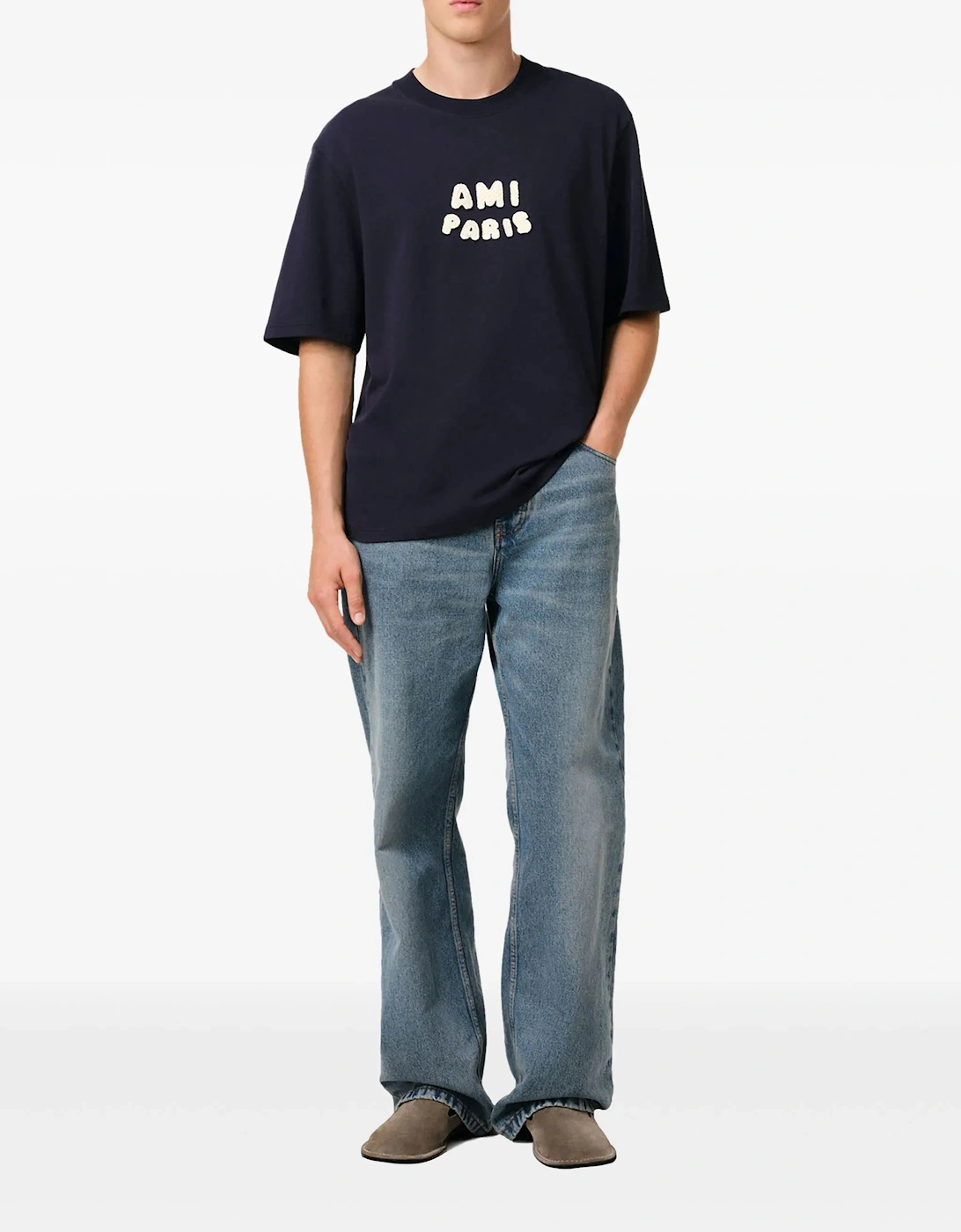 Embroidered Logo T-Shirt in Navy