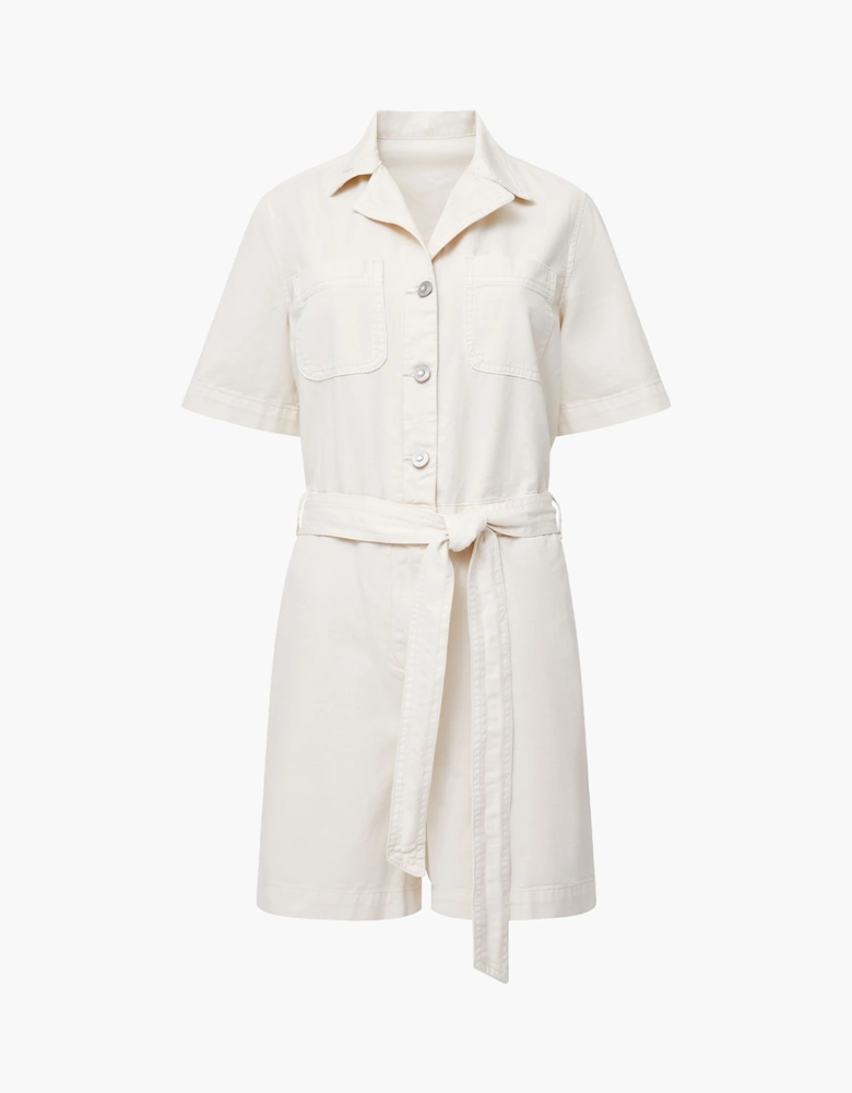 Dana Denim Short Sleeve Playsuit Ecru