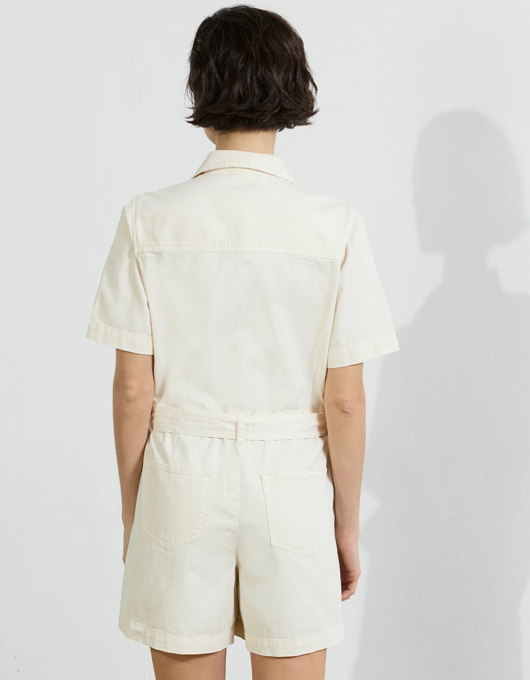 Dana Denim Short Sleeve Playsuit Ecru