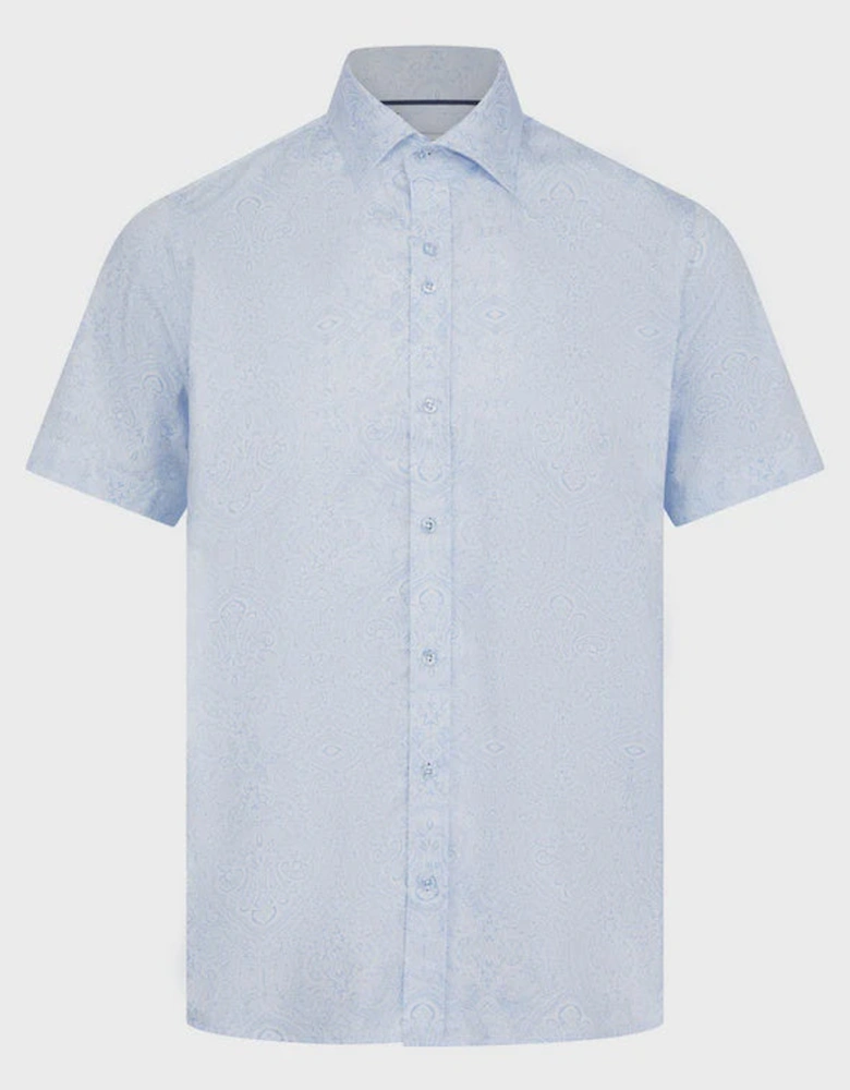 Gene Short Sleeve Shirt - Sky/White