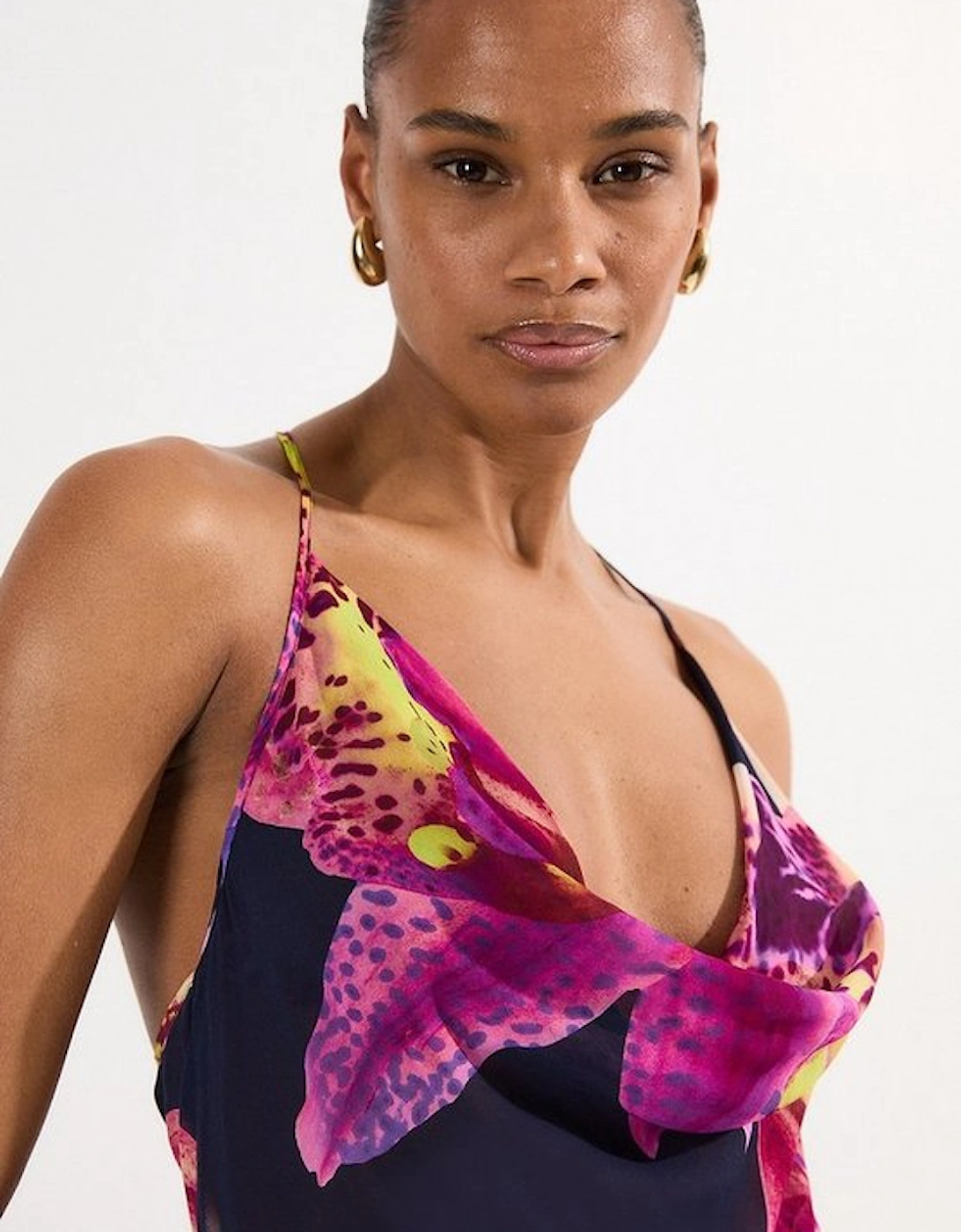 Beach Viscose Georgette Photographic Floral Beach Slip Dress