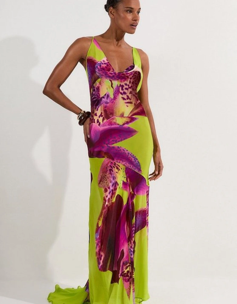 Beach Viscose Georgette Photographic Floral Beach Slip Dress