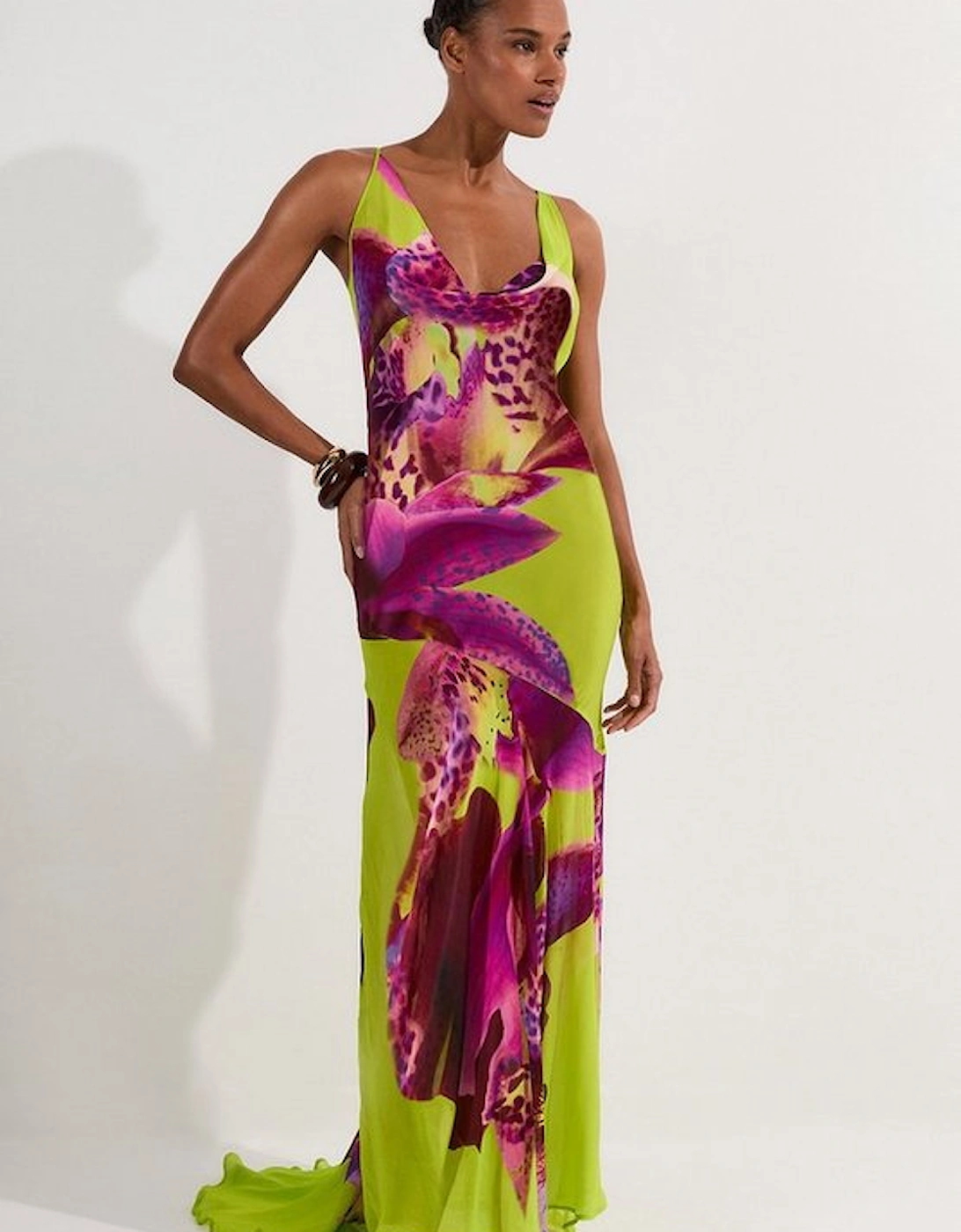 Beach Viscose Georgette Photographic Floral Beach Slip Dress