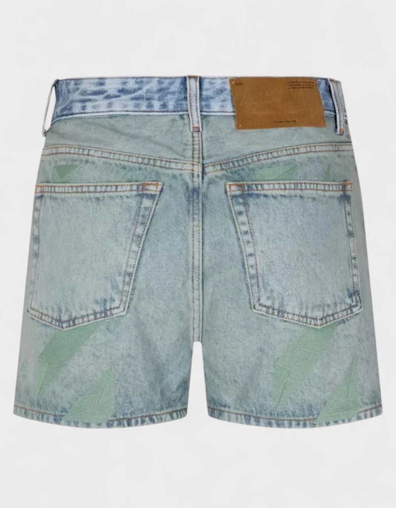 Marbled Denim Shorts