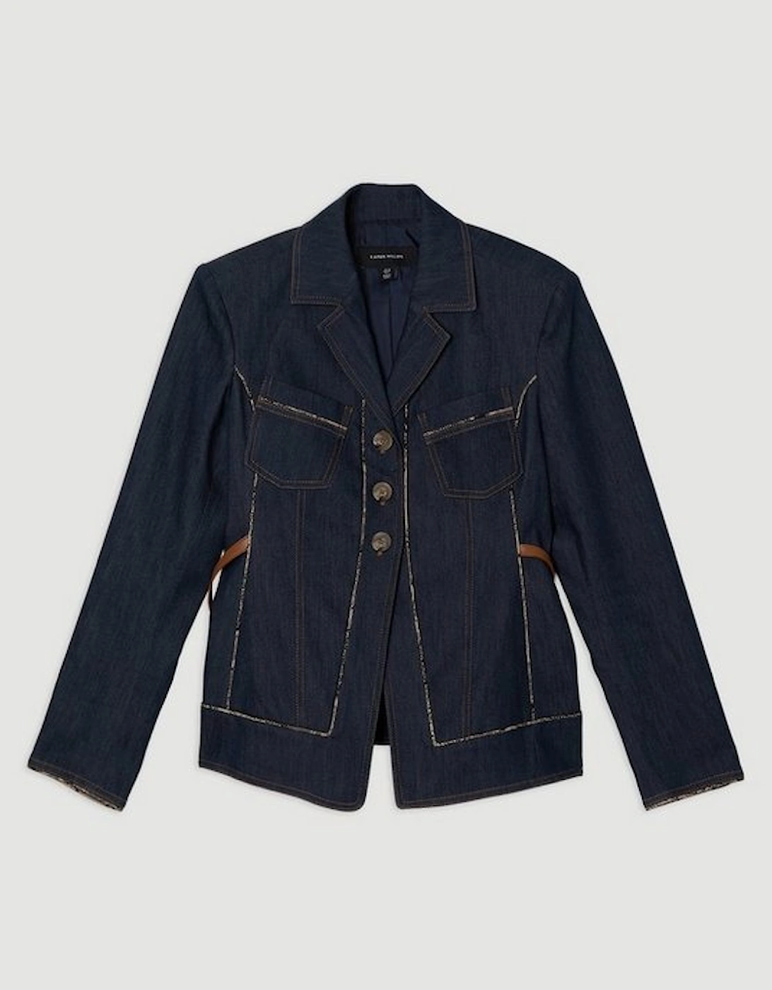 Archive Collection - Tailored Denim Belted Single Breasted Blazer