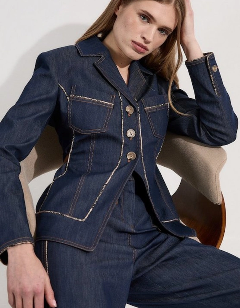 Archive Collection - Tailored Denim Belted Single Breasted Blazer