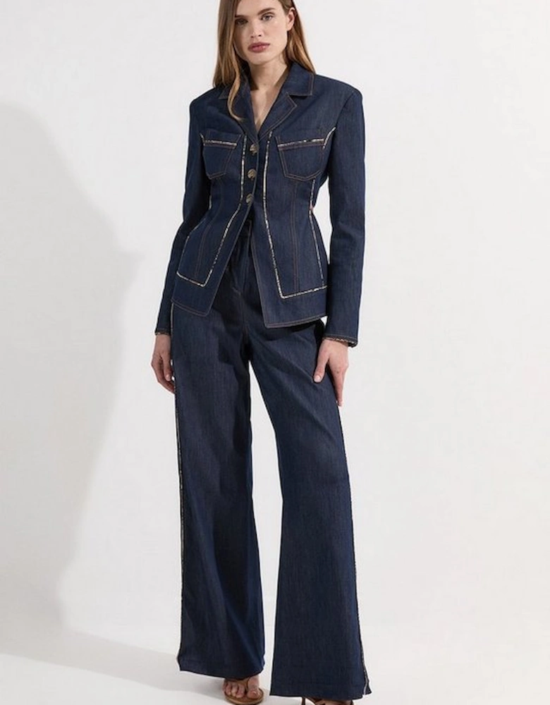 Archive Collection - Tailored Denim Belted Single Breasted Blazer
