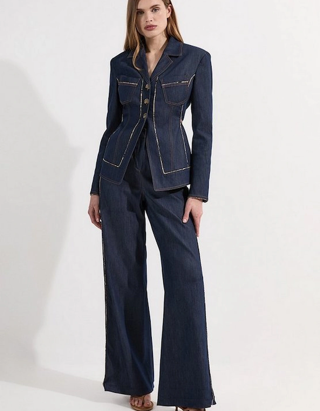 Archive Collection - Tailored Denim Belted Single Breasted Blazer