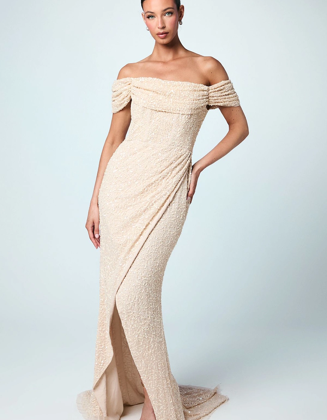 Sequin Bardot Maxi Bridesmaids Dress, 2 of 1