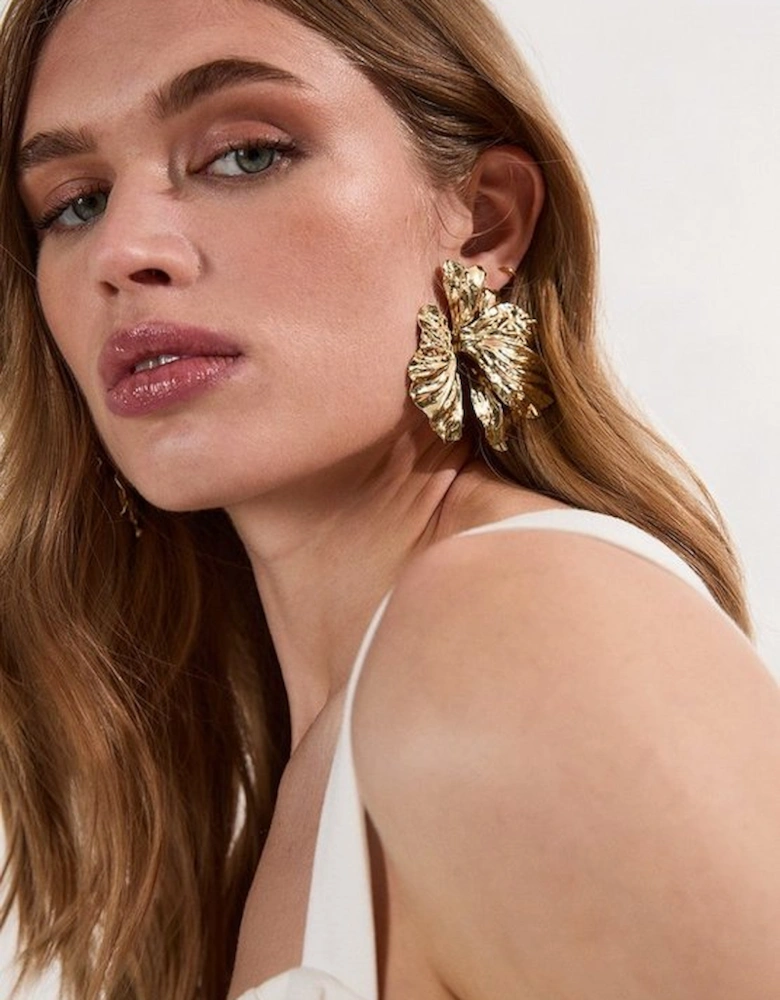 Gold Floral Stud Earrings