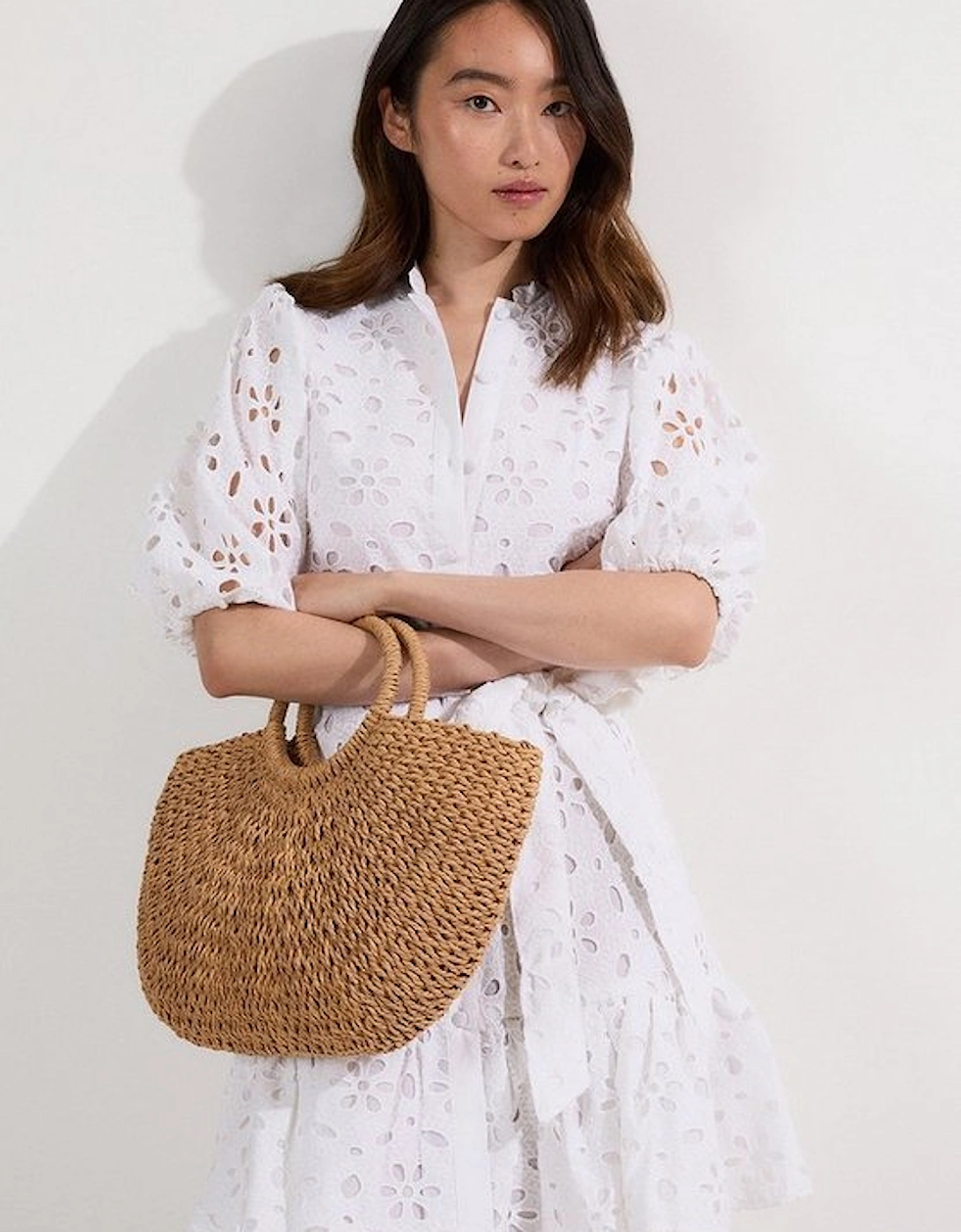 Cotton Broderie Belted Woven Mini Dress, 4 of 3