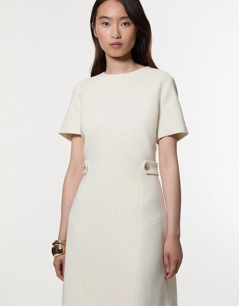 Compact Stretch Essential Waist Tab Detail Tailored Mini Dress