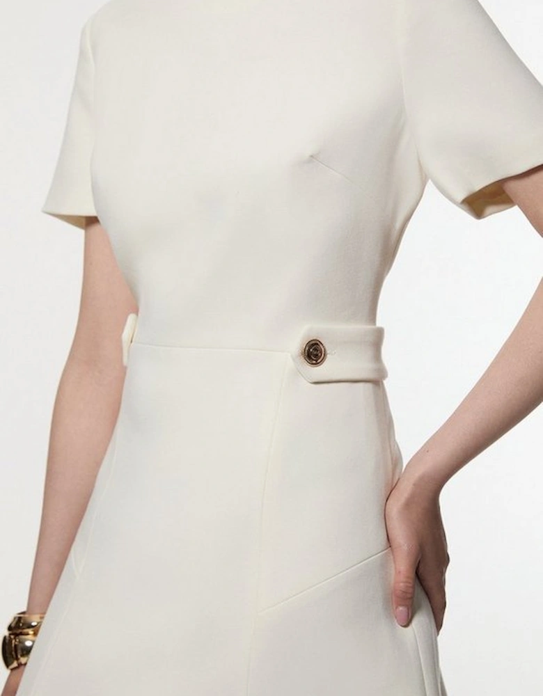 Compact Stretch Essential Waist Tab Detail Tailored Mini Dress