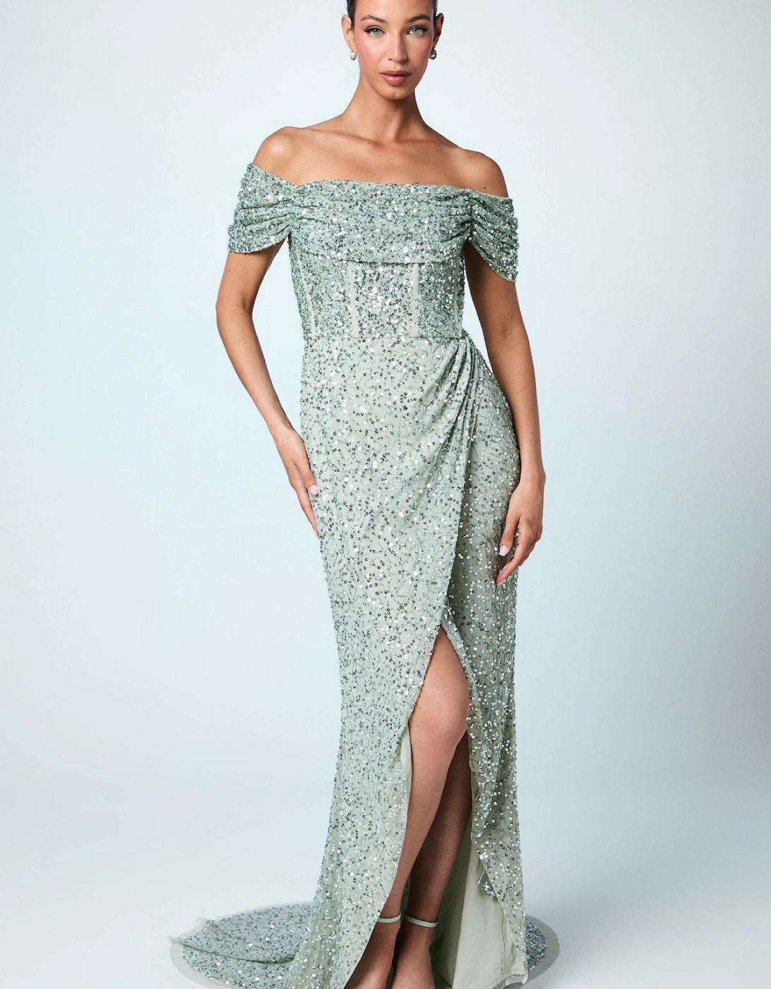 Sequin Bardot Maxi Bridesmaids Dress, 2 of 1
