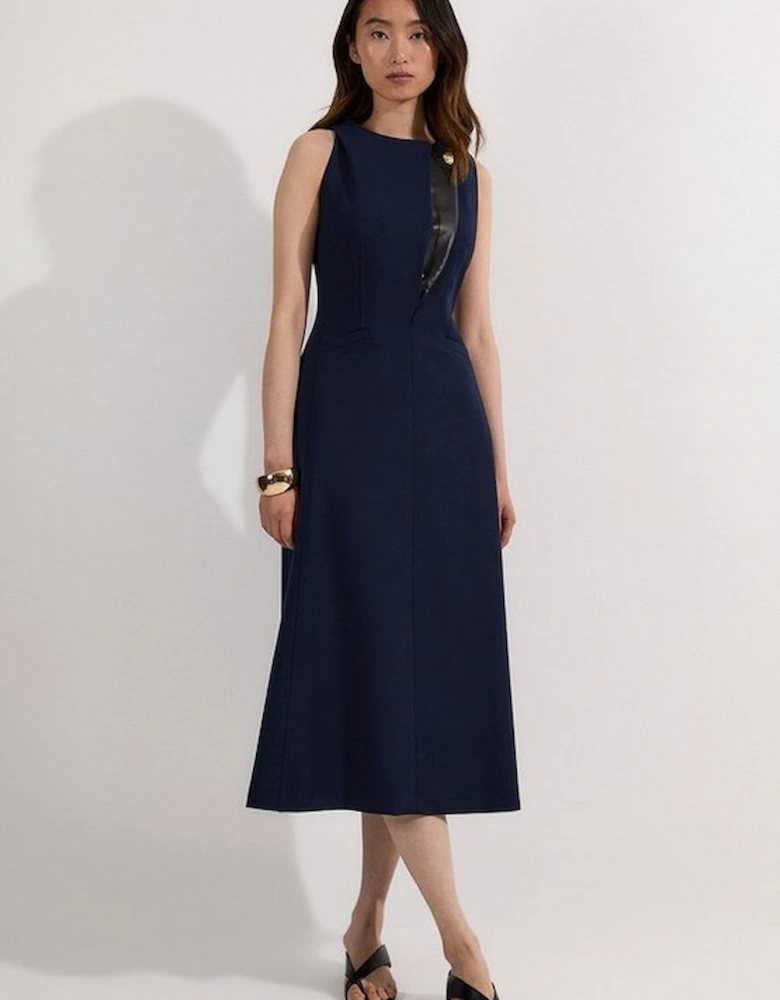 Compact Stretch Contrast Tipped Full Skirted Maxi Dress