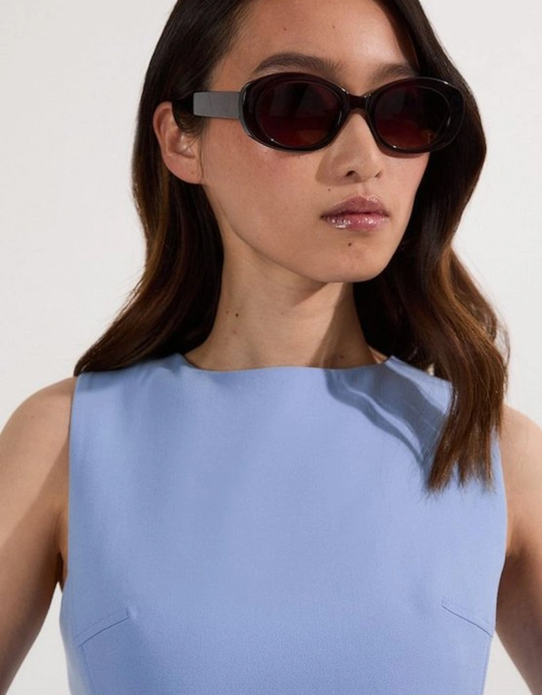 Compact Essential Belted Tailored Midi Dress