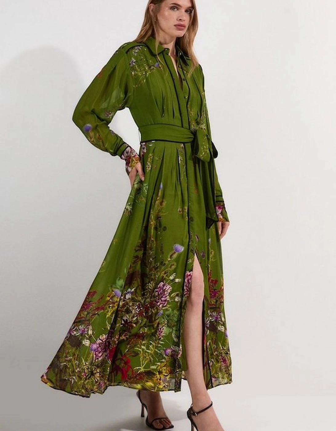 Lydia Millen Viscose Floral Border Shirt Woven Midi Dress, 5 of 4