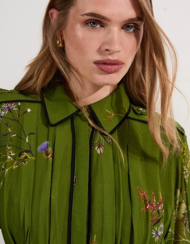 Lydia Millen Viscose Floral Border Shirt Woven Midi Dress