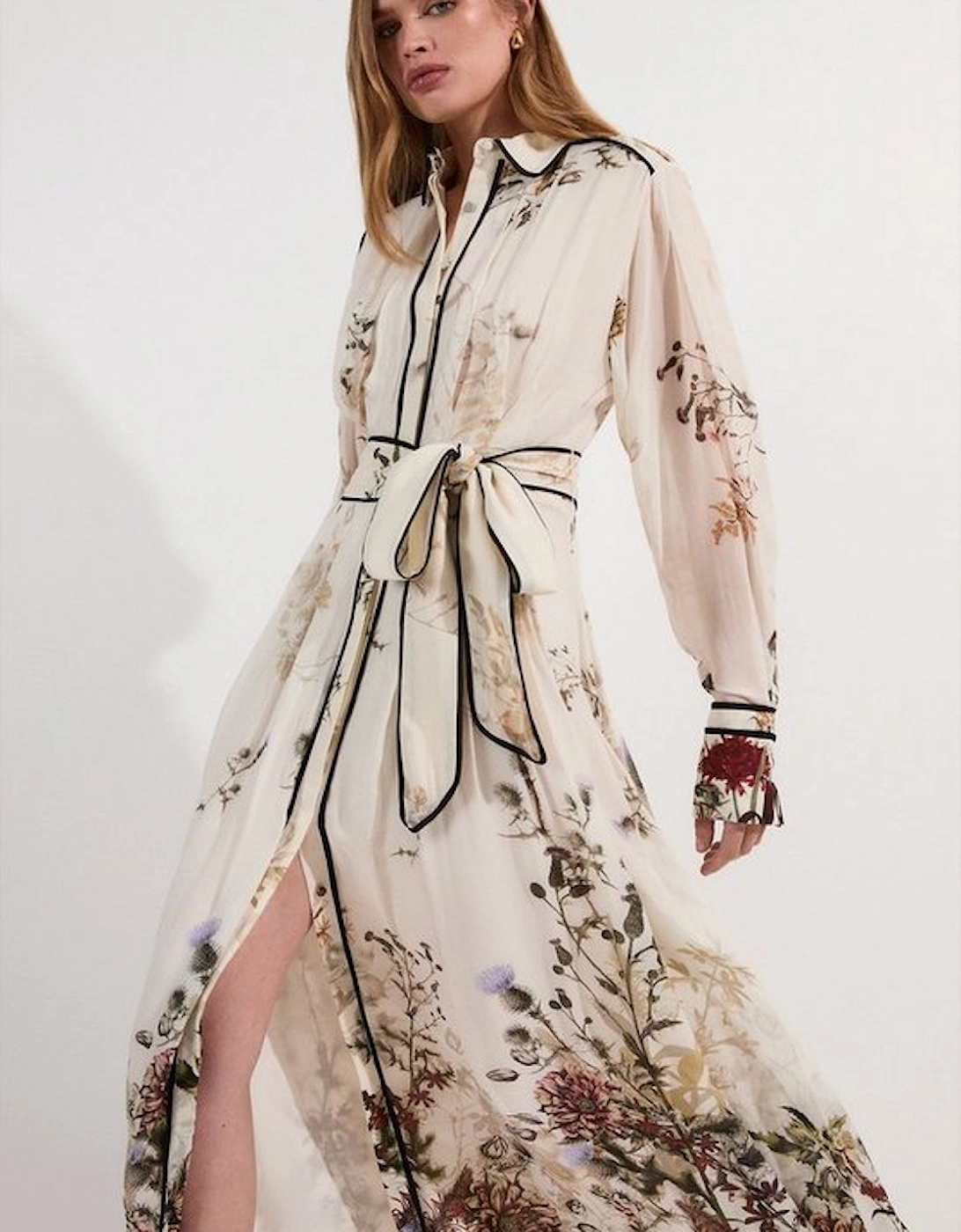 Lydia Millen Viscose Floral Border Woven Shirt Midi Dress, 5 of 4