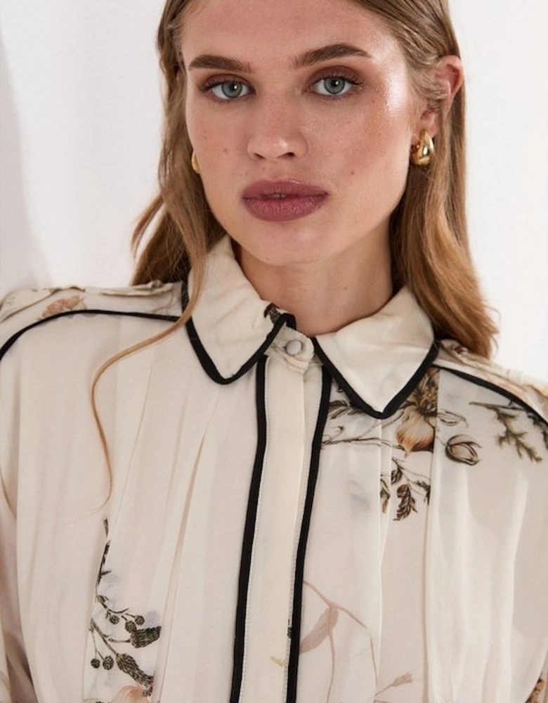 Lydia Millen Viscose Floral Border Woven Shirt Midi Dress