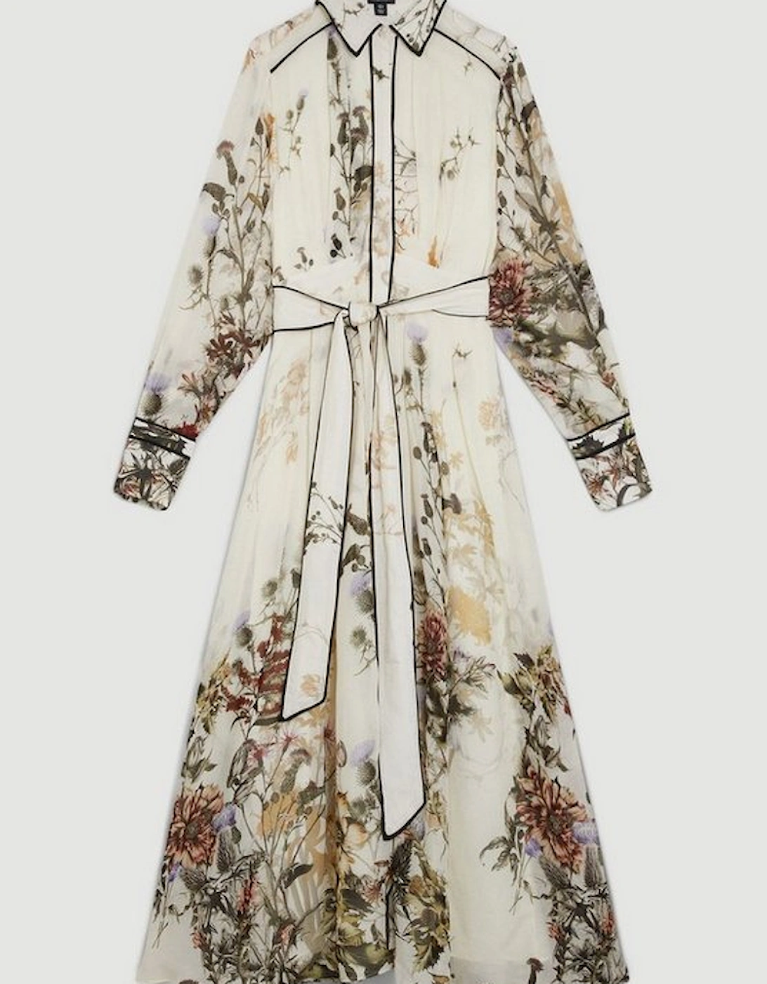 Lydia Millen Viscose Floral Border Woven Shirt Midi Dress