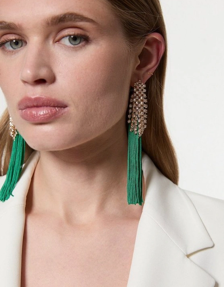 Pearl And Tassel Detail Statement Earrings