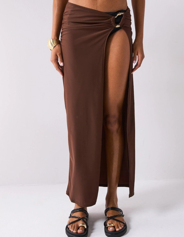 Long Slit Maxi Skirt - Coffee