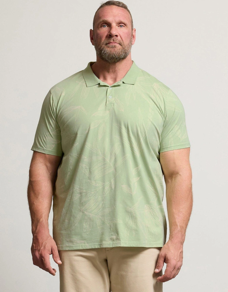 Leaf Print Polo Shirt - Green