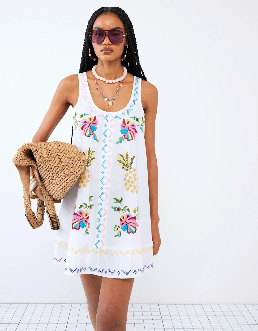 Embellished Shift Dress - White, 2 of 1