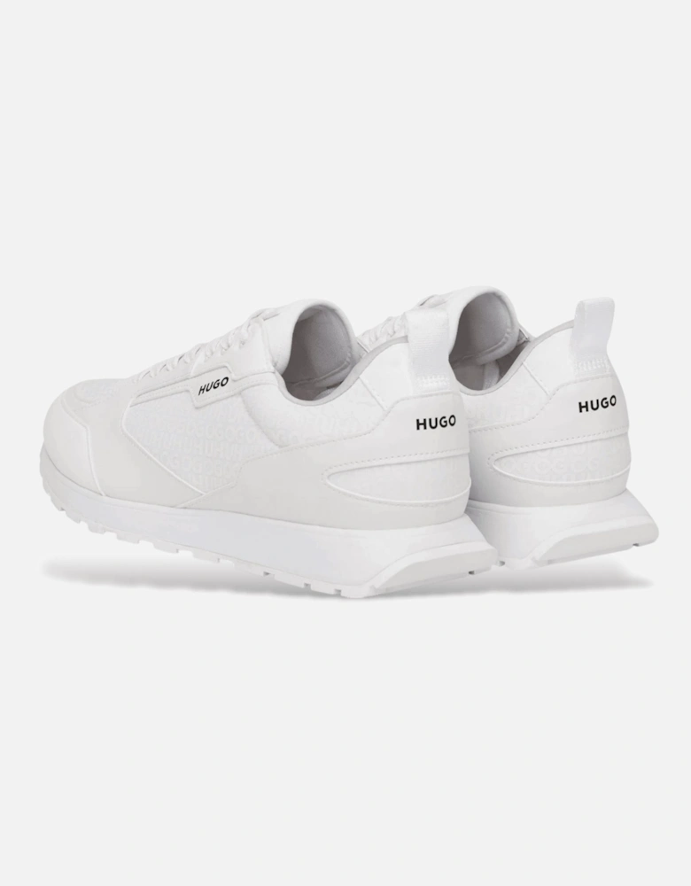 Icelin_Runn Mixed Material White Sneaker Trainers