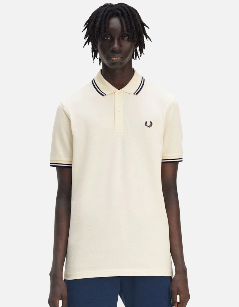 Twin Tipped Polo Shirt Ecru/Tennis Blue