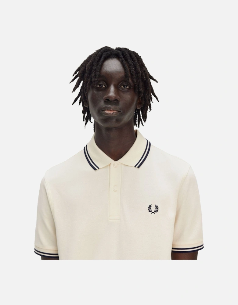 Twin Tipped Polo Shirt Ecru/Tennis Blue