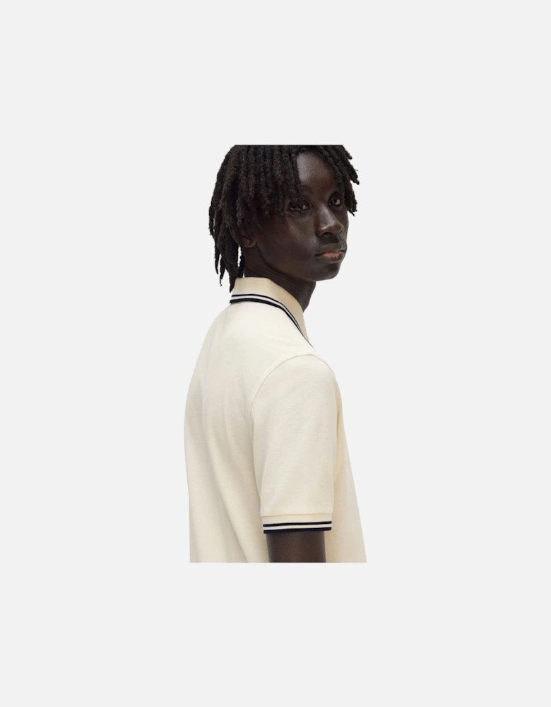 Twin Tipped Polo Shirt Ecru/Tennis Blue