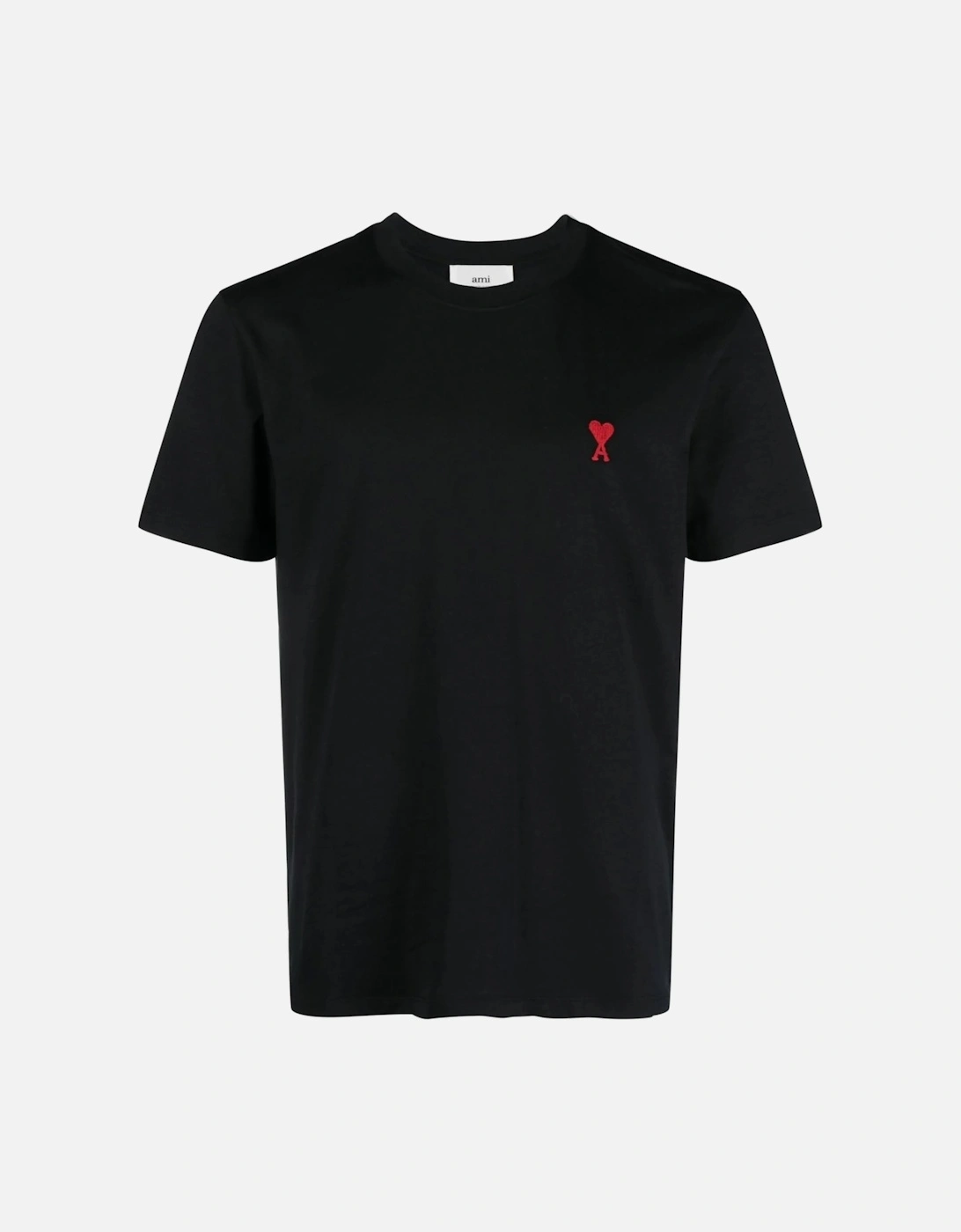 AMI Paris Men's Ami Paris Ami De Coeur Red Embroidered Logo T-Shirt in Black