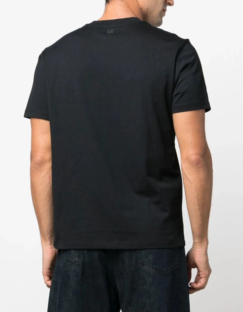 Ami De Coeur Red Embroidered Logo T-Shirt in Black