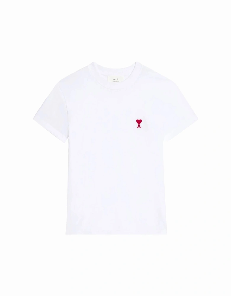 Ami De Coeur Red Embroidered Logo T-Shirt in White