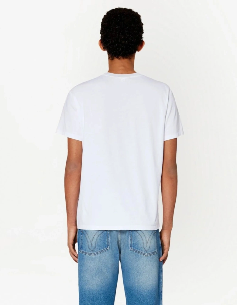 Ami De Coeur Red Embroidered Logo T-Shirt in White