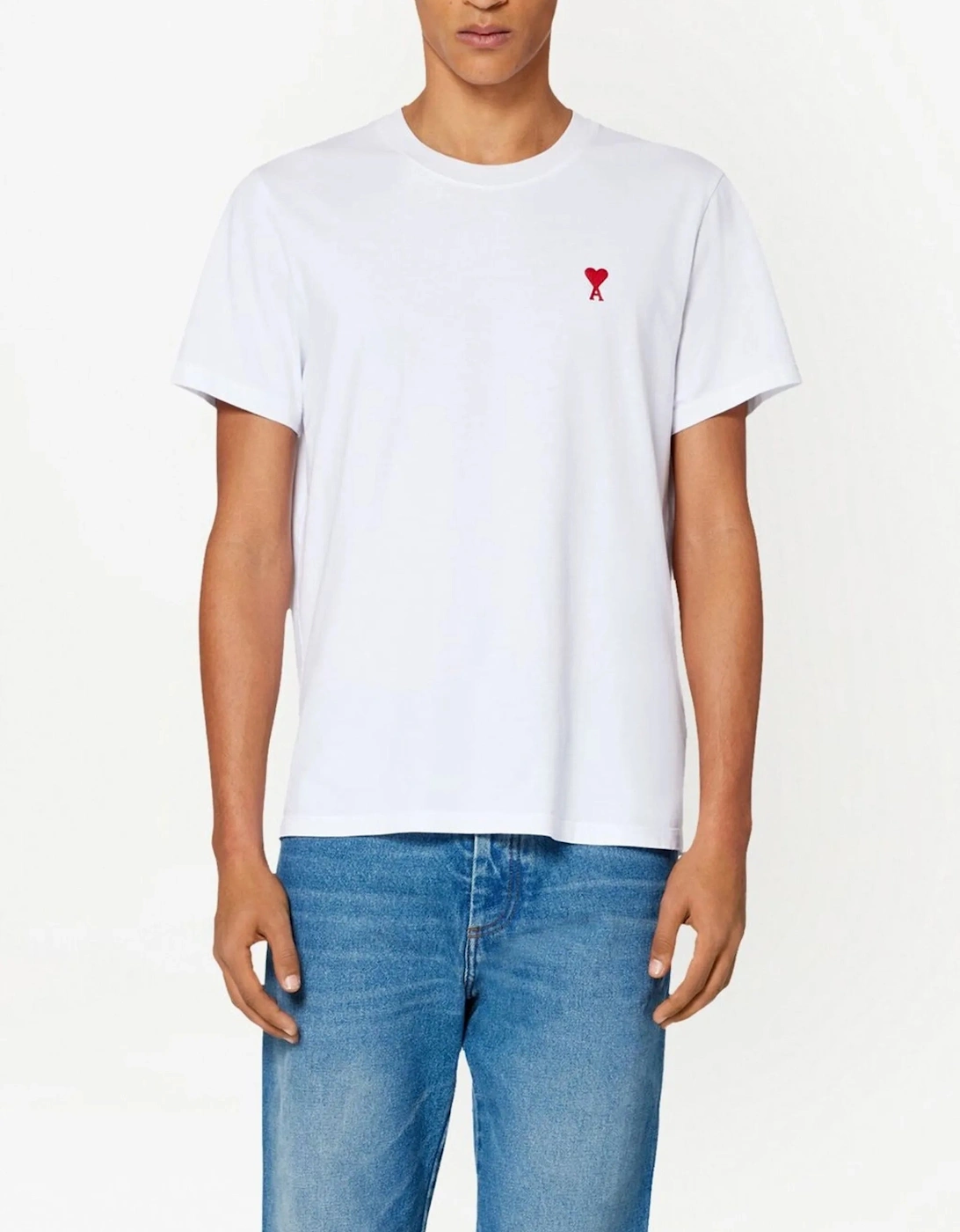 Ami De Coeur Red Embroidered Logo T-Shirt in White