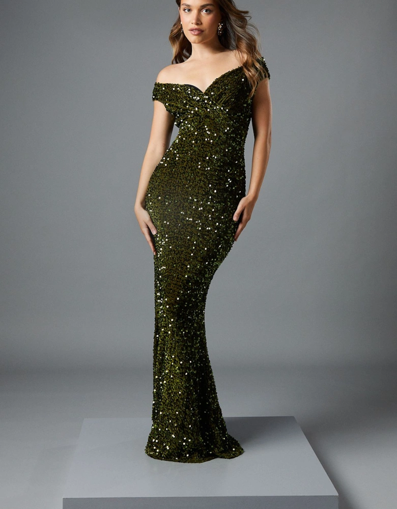 Bardot Velvet Sequin Maxi Dress