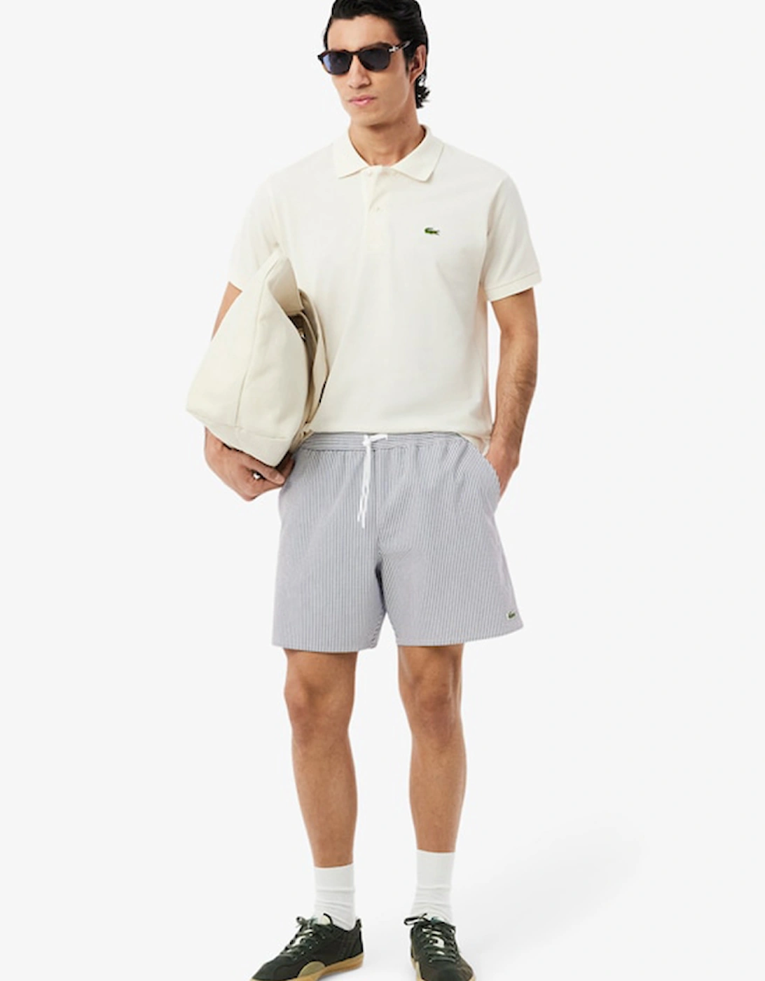 Mid Length Striped Textured Swim Trunks, 4 of 3