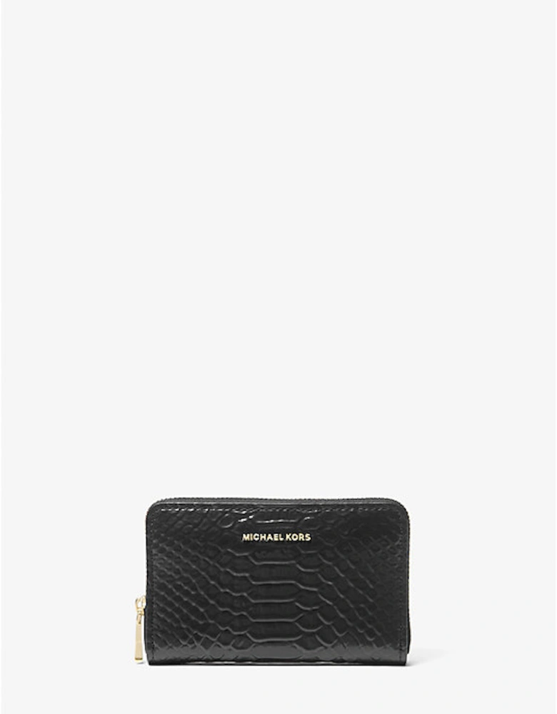 Jet Set Small Snake Embossed Leather Wallet