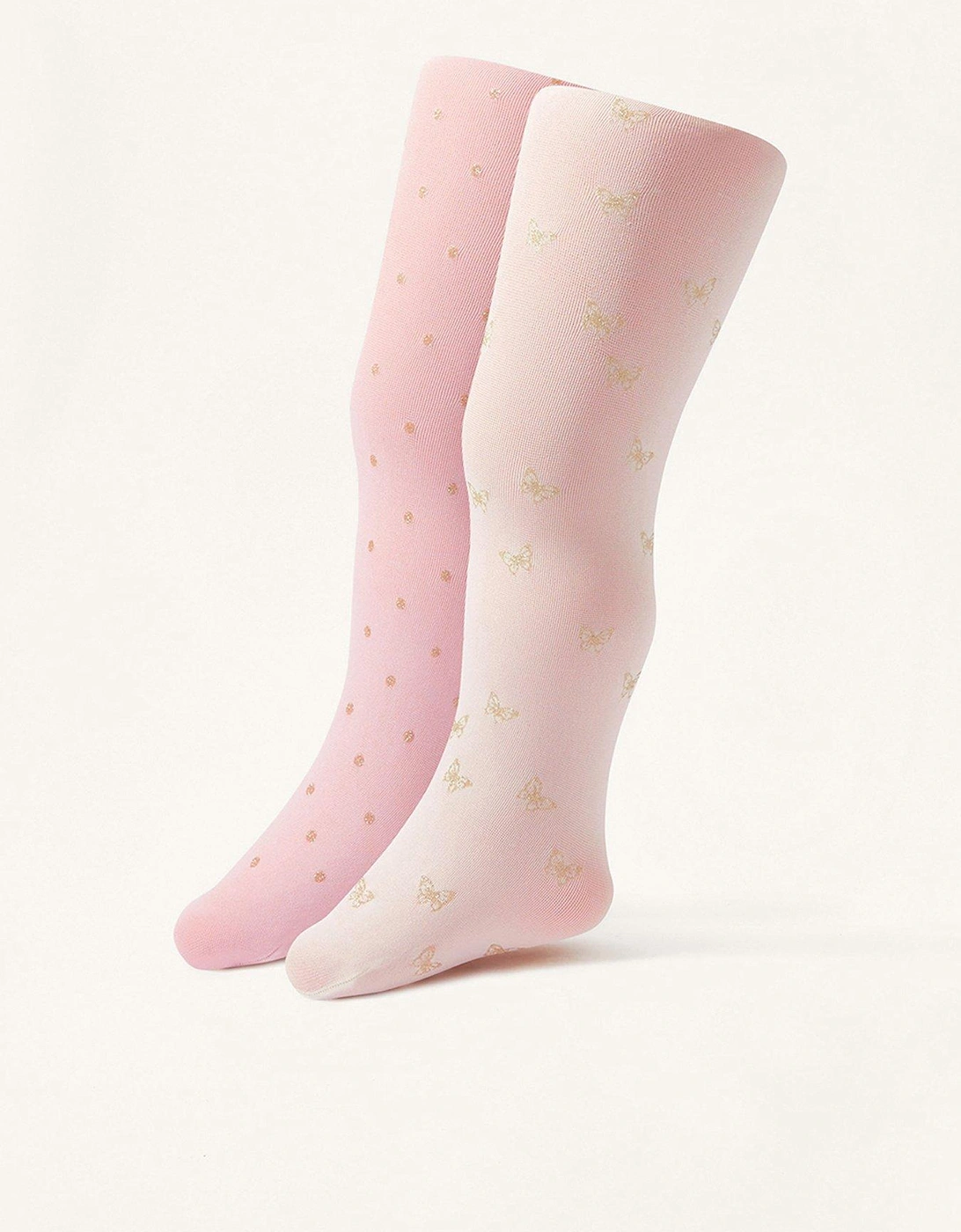 Baby Girls 2 Pack Glittery Print Tights - Multi, 2 of 1
