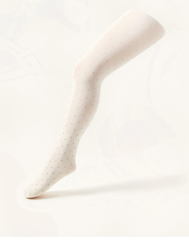 Girls Glitter Spot Tights - Gold