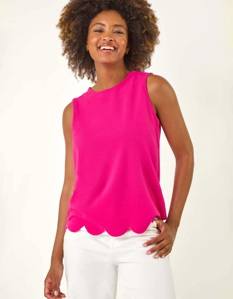 Scalloped Hem Vest Top - Pink