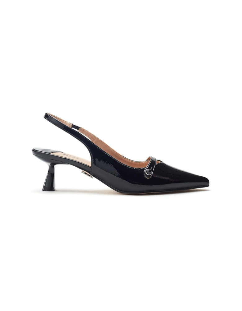 Godal Slingback Kitten Heel Shoes - Black