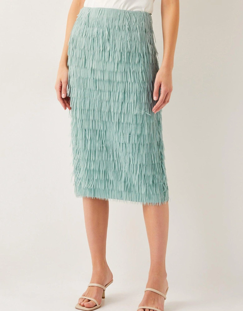 Cosima Fringe Pencil Skirt - Green