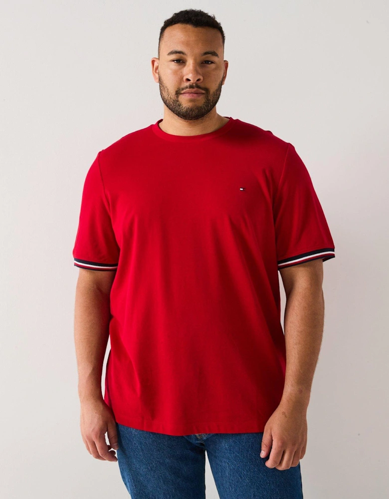Big & Tall Global Striped Cuff T-Shirt - Red
