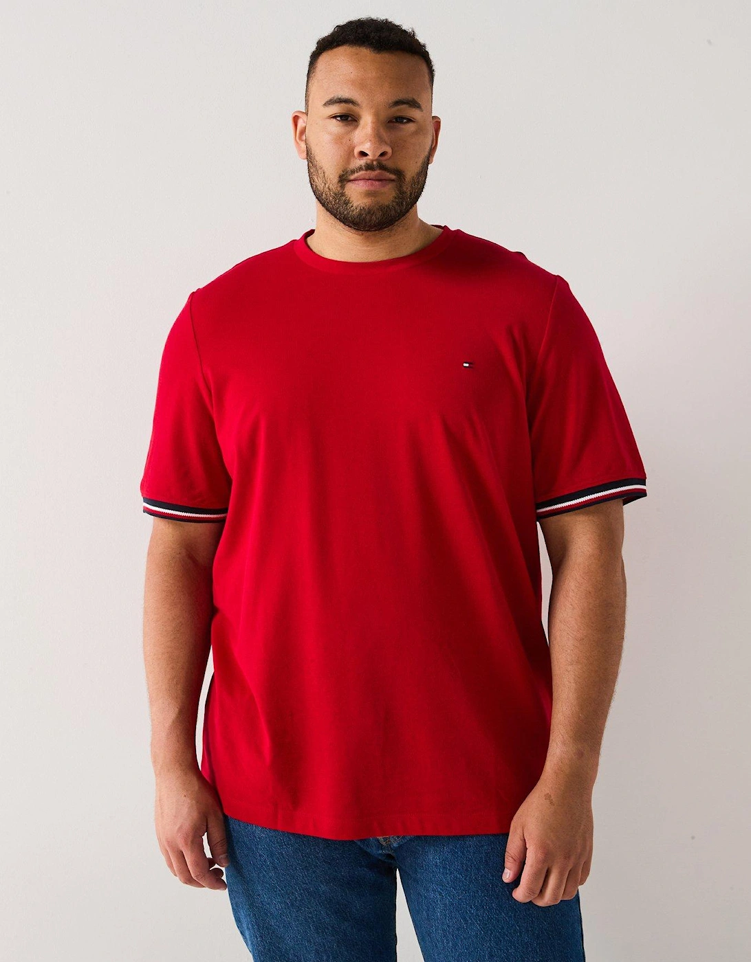 Big & Tall Global Striped Cuff T-Shirt - Red, 2 of 1